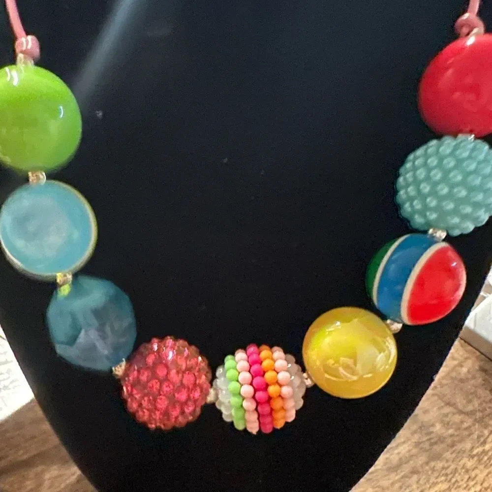 NWOT - Toddler/Girls Adjustable Beaded Necklace - Yellow Green Blue Red